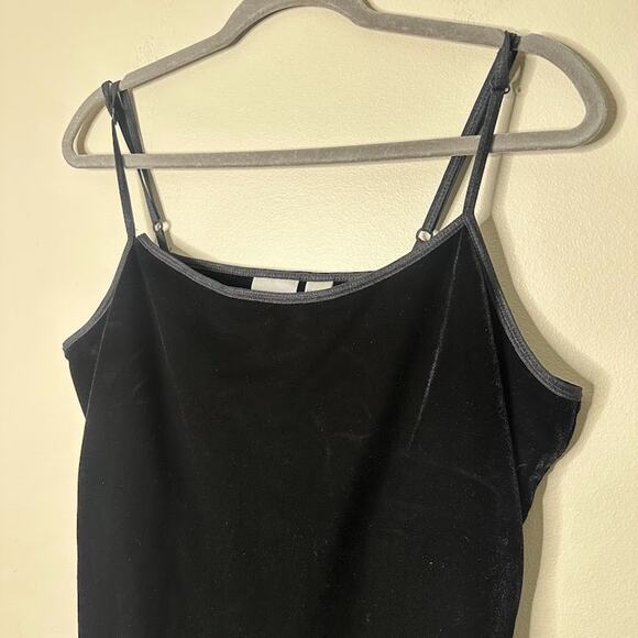Chicos Black Velvet Cami Tank Top Adjustable Straps Shelf Bra Size 3 XL Goth - Picture 2 of 7